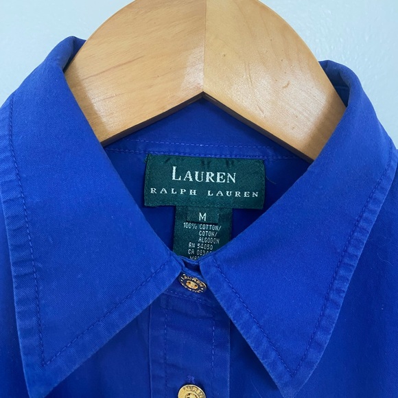 Ralph Lauren Royal Blue Casual Button Down Shirt Embroidered Crest Emblem - Picture 4 of 13